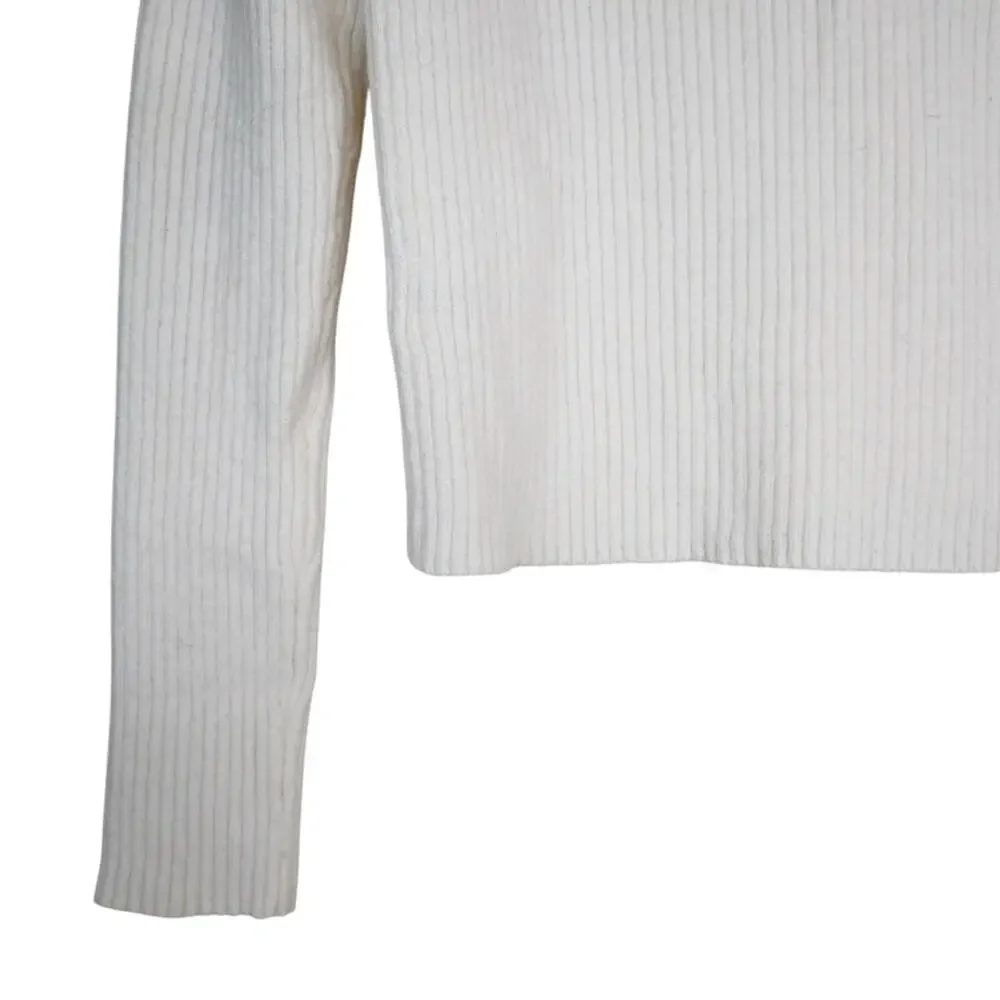 Witty Fox Women's S Rhinestone Heart Button Up Cropped Cardigan Sweater